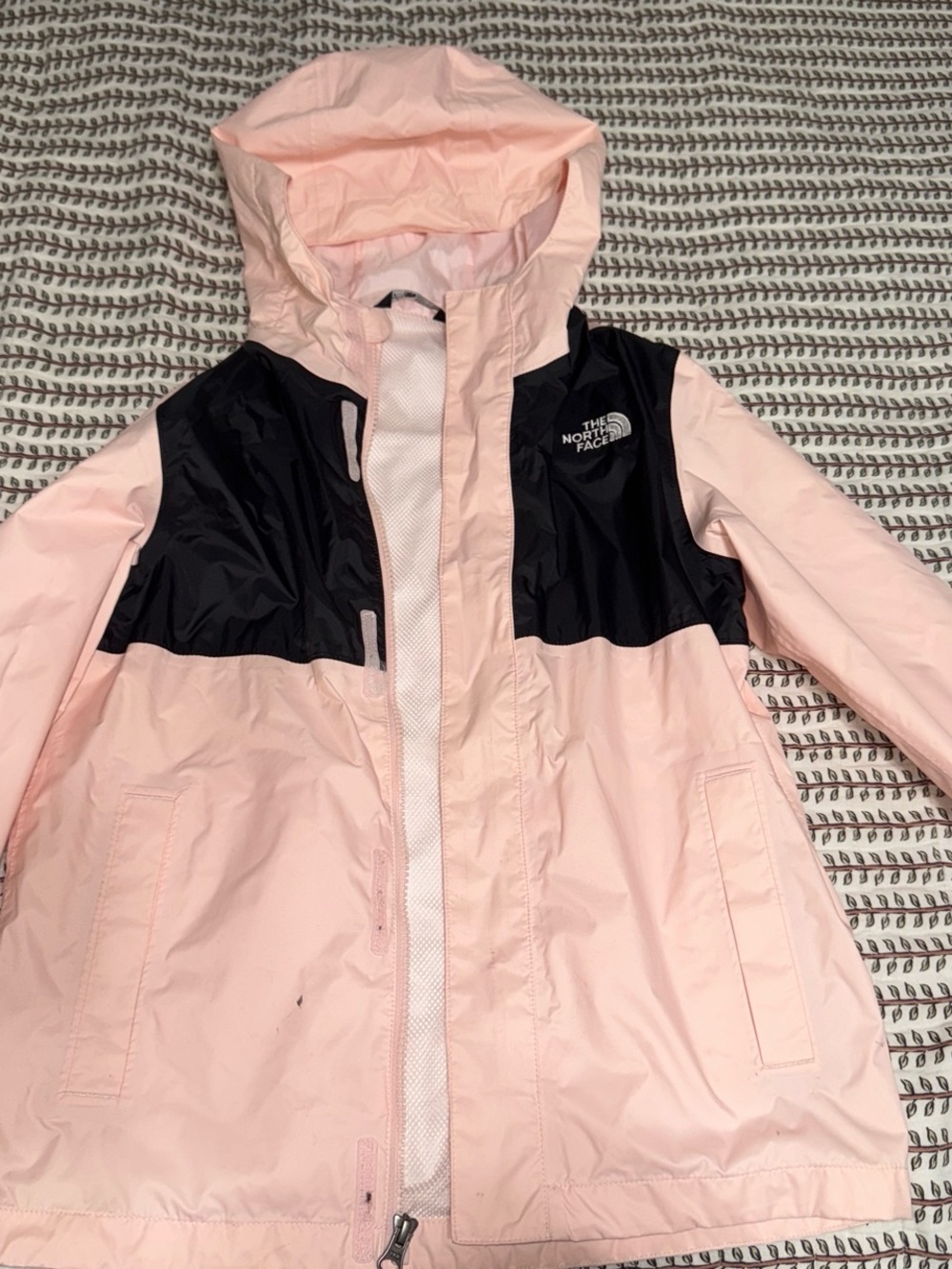 The North Face Light Pink and Black Hooded Shell Jacket